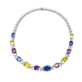 GIA Certified Sri Lanka Blue, Purple and Pink Sapphires White Gold Necklace