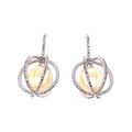 Golden Pearls and Diamond White Gold Earrings
