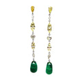 1.80 cts Natural Fancy Yellow Diamonds and 15.65 cts Emerald Earrings