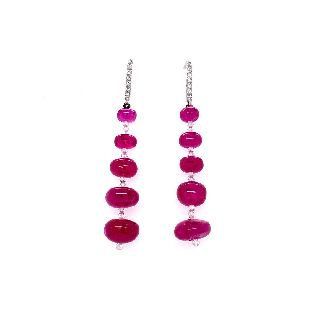 IGI Certified 26.56 cts Ruby Beads and Diamond Earring
