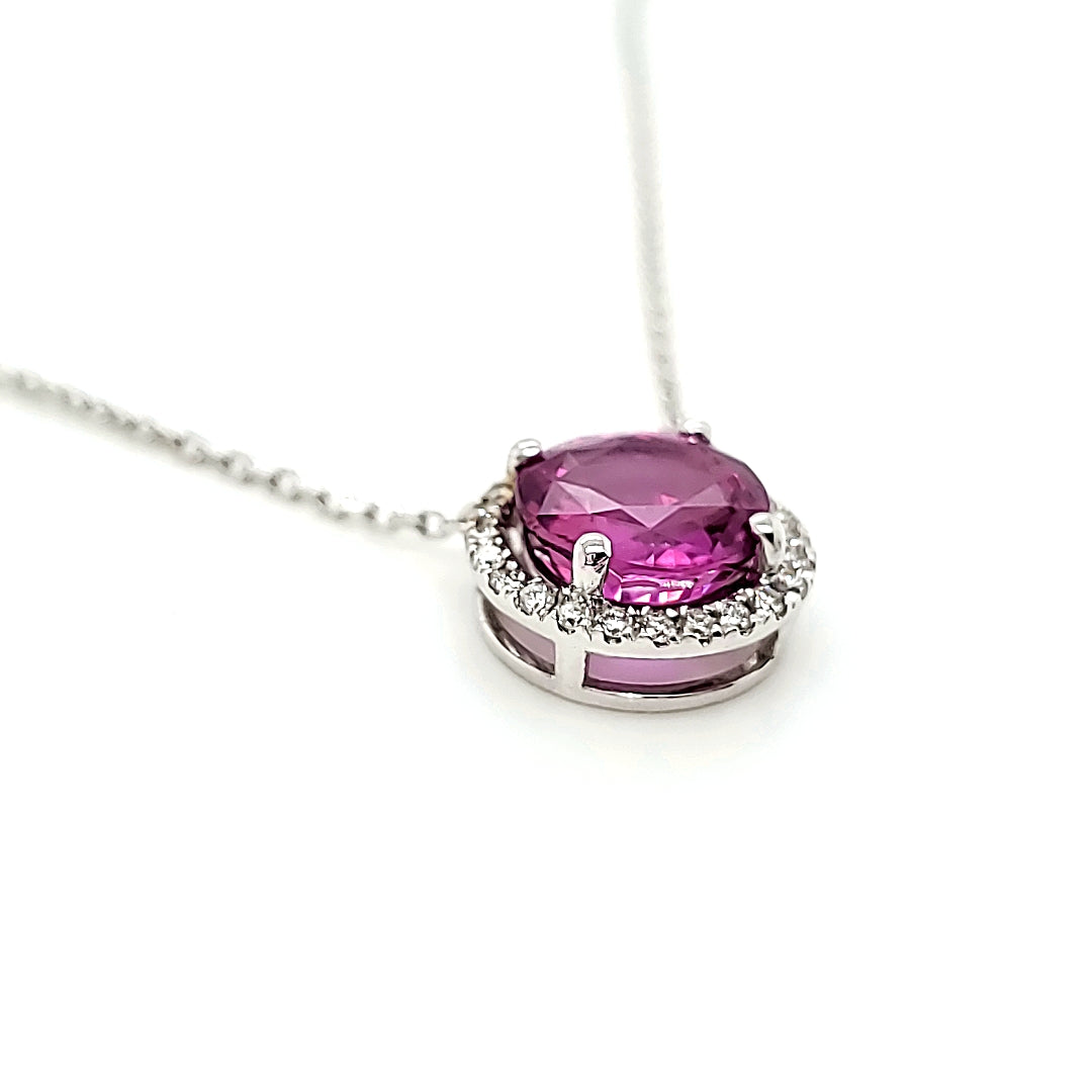 GIA Certified 2.27 cts Purplish Pink Sapphire Pendant with Diamonds