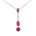 Unheated Mozambique Round and Pear Ruby Cts 2.21 and Marquise Diamond Pendant