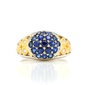Blue Sapphire and Diamond Engagement Ring with 18 and 24 K Gold Work