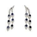 18K White Gold Sapphire & Diamond Droplet Earrings