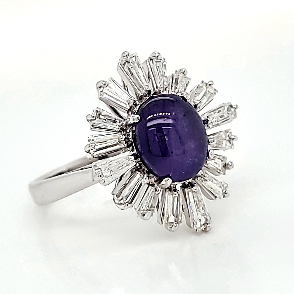 18K White Gold 4.51 cts Purple Sapphire Ring