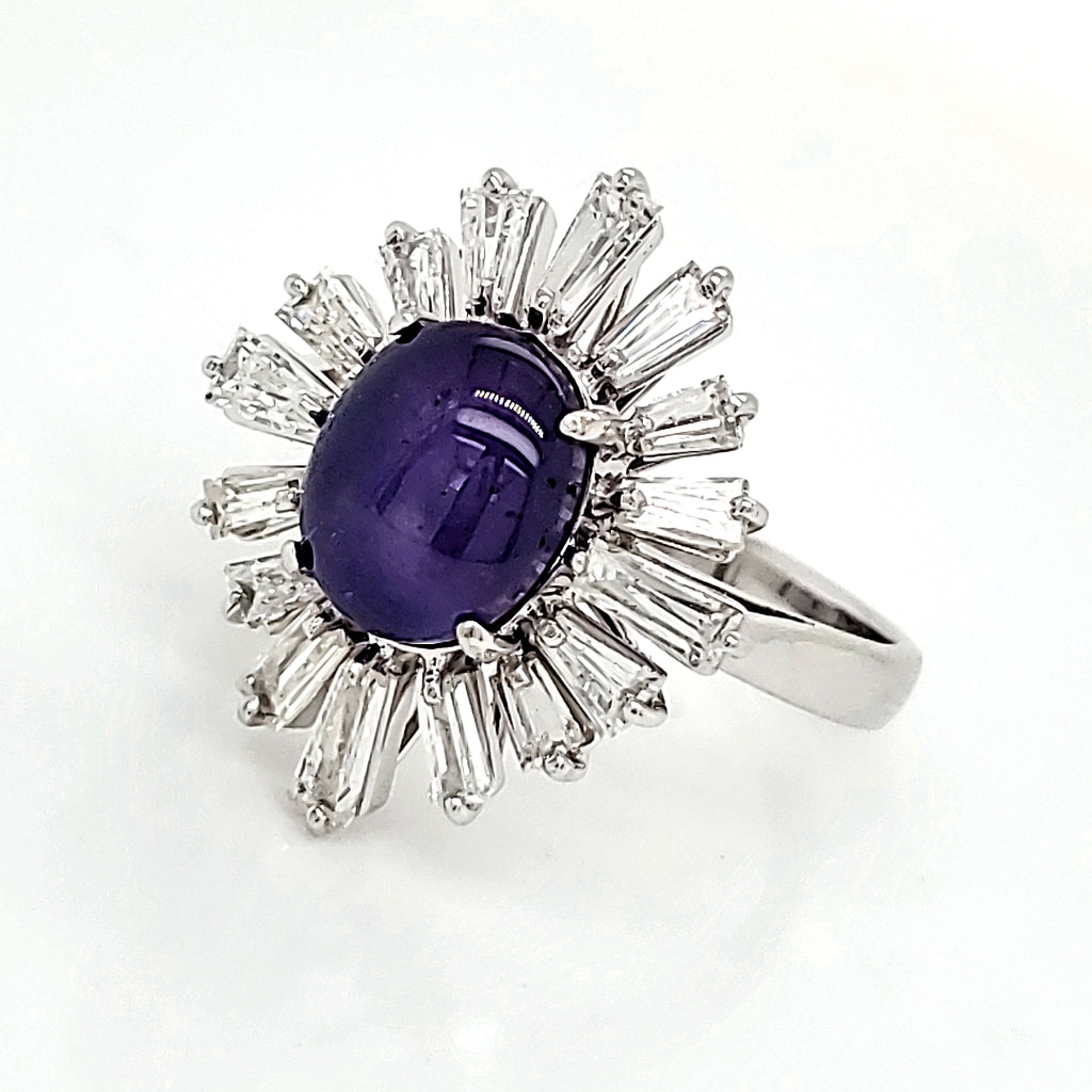 18K White Gold 4.51 cts Purple Sapphire Ring