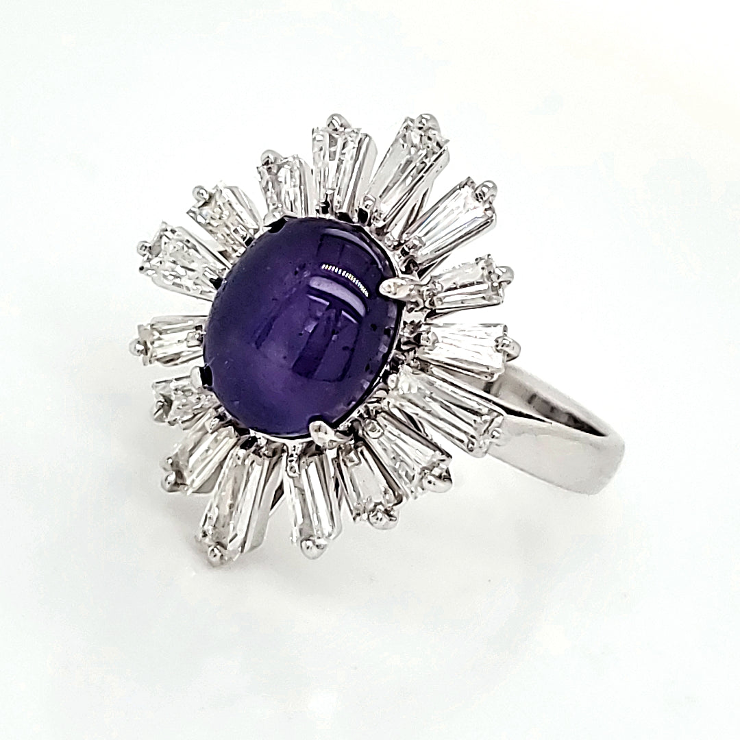 18K White Gold 4.51 cts Purple Sapphire Ring