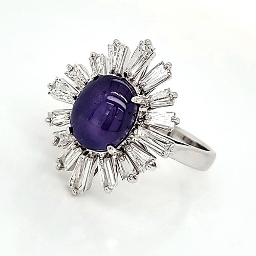 18K White Gold 4.51 cts Purple Sapphire Ring