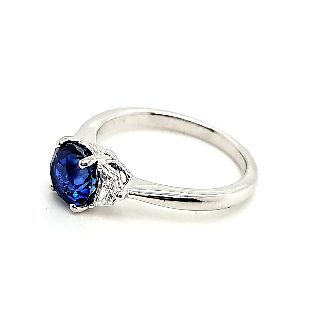 Intense Blue Round Sri Lankan Sapphire cts 1. 82 Engagement Ring