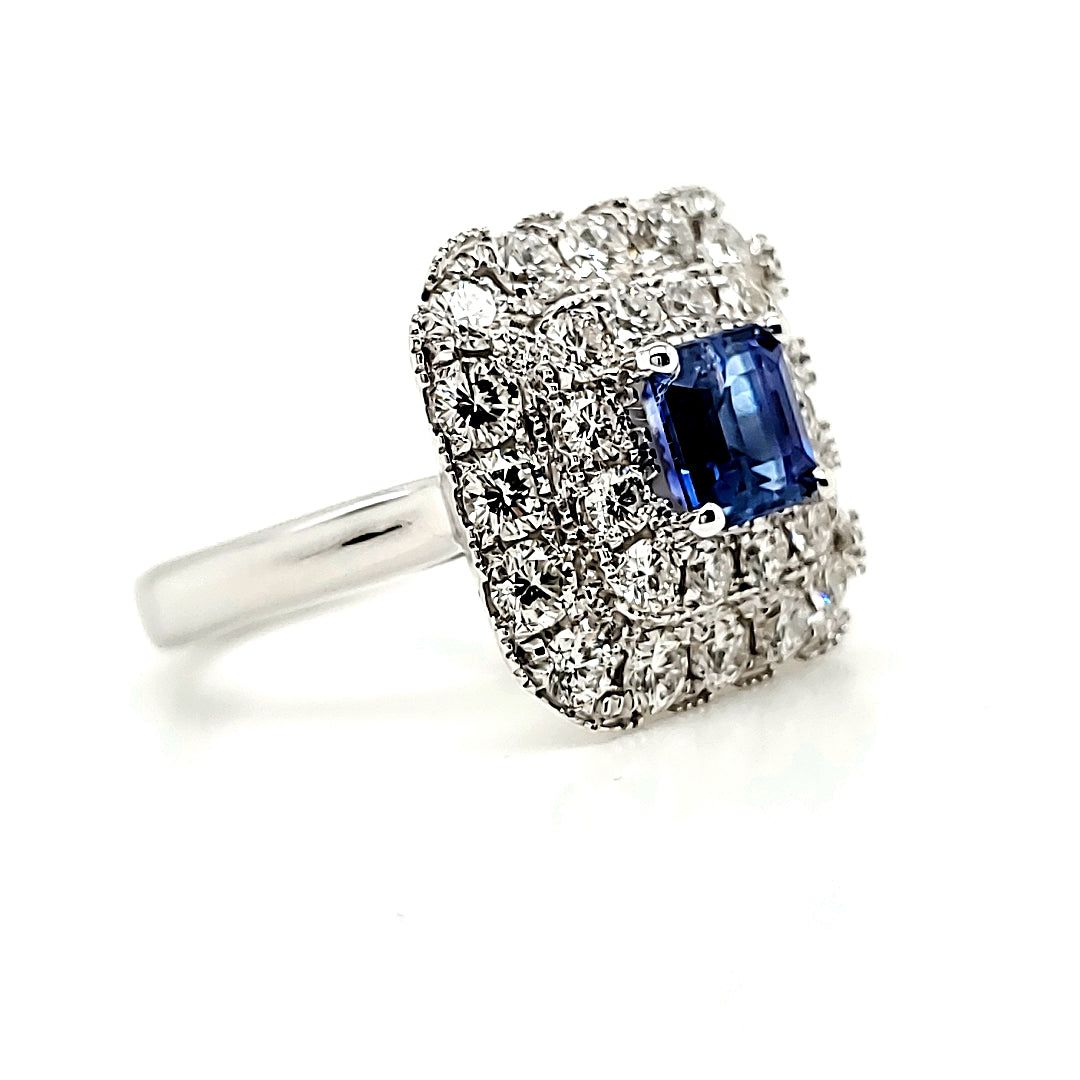 Kashmir No Heat Sapphire Engagement Ring carat 1.30 with GIA certificate