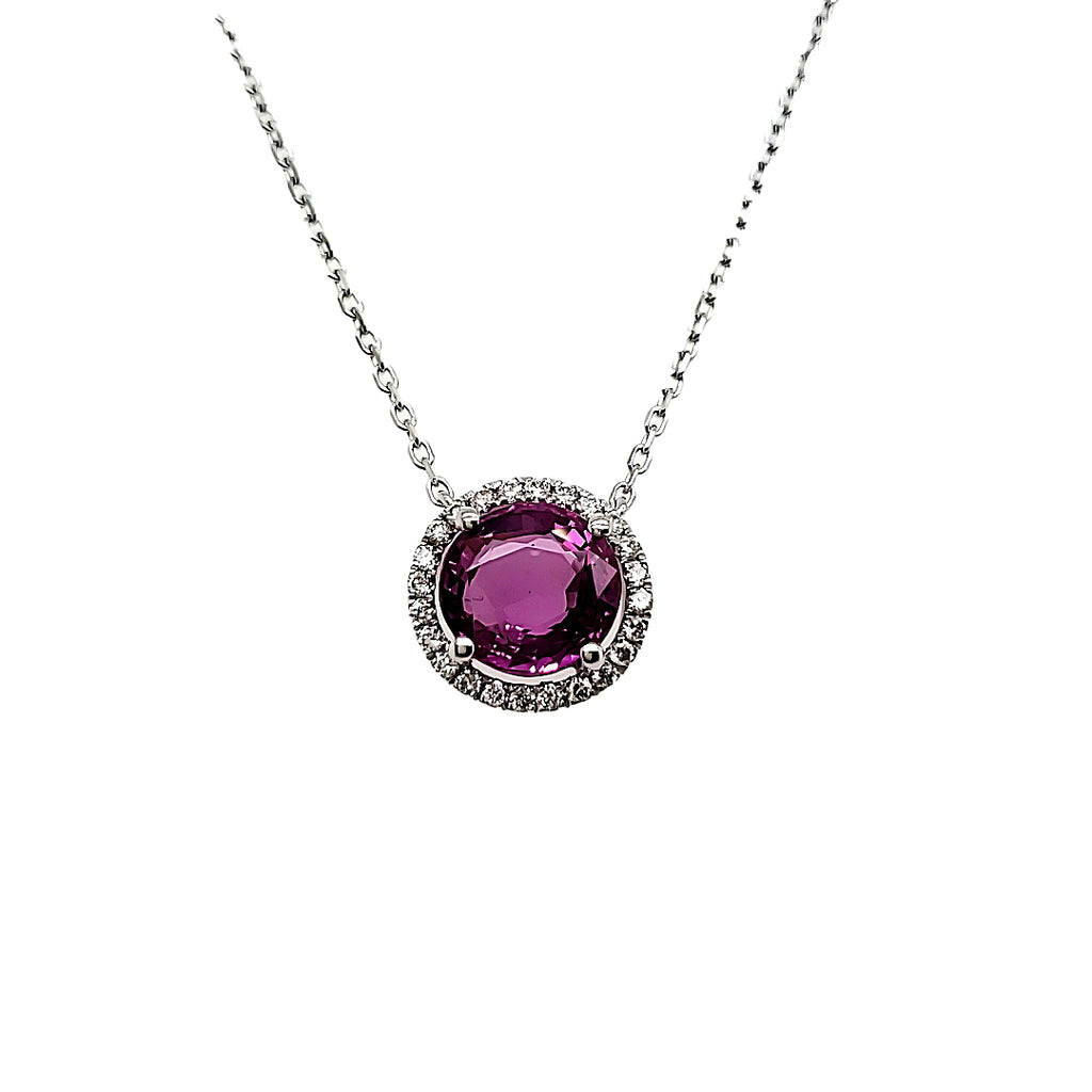 GIA Certified 2.27 cts Purplish Pink Sapphire Pendant with Diamonds