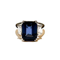 GRS Certified 6.91 carats Natural Sri Lankan Greyish Blue Spinel Octagon Diamond Engagement Ring
