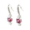 No Heat Pink Spinel Cts 4.21 and Diamond Dangle Earrings