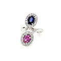 18k White Gold Dual Coloured Ring of Blue and Pink Sapphire