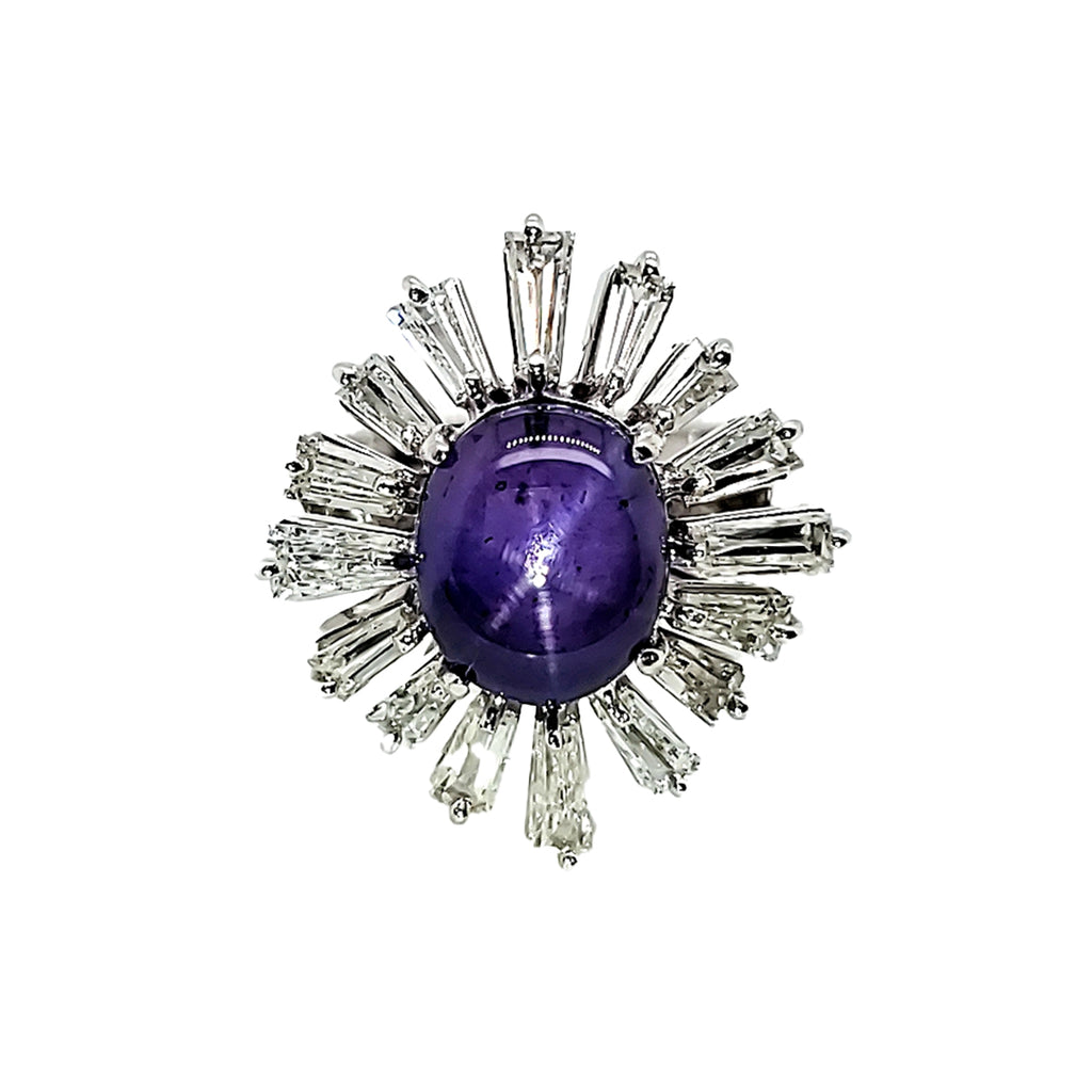 18K White Gold 4.51 cts Purple Sapphire Ring