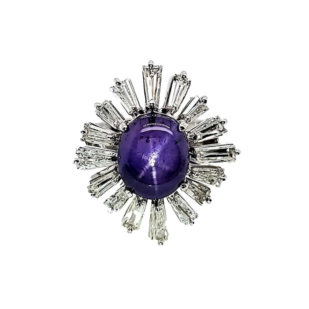 18K White Gold 4.51 cts Purple Sapphire Ring
