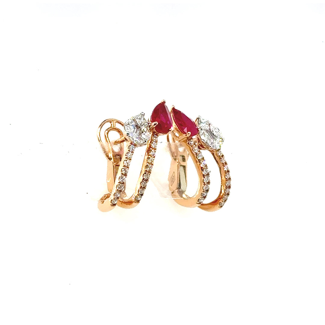 Two Stones Ruby Earrings - BV 14