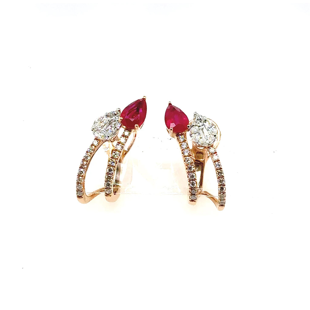 Two Stones Ruby Earrings - BV 14