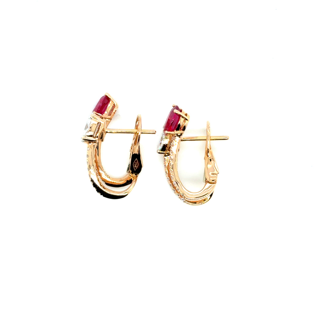 Ruby Diamond Oval Earrings - BV 15