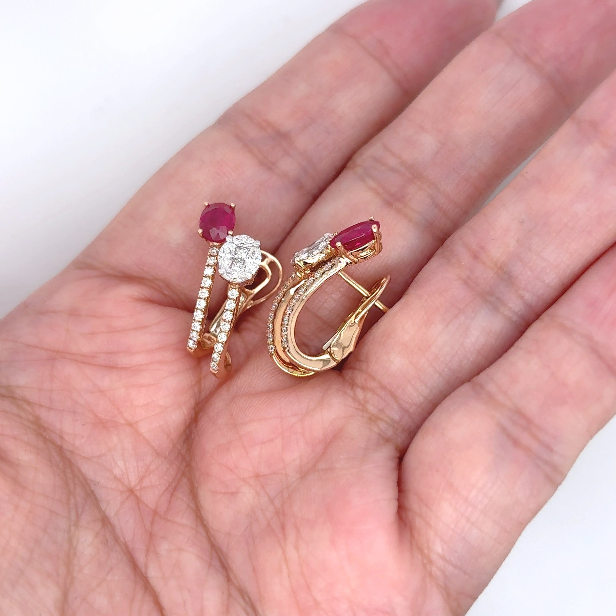 Ruby Diamond Oval Earrings - BV 15
