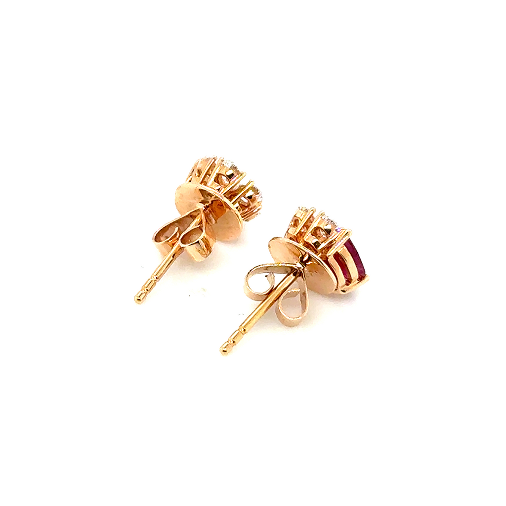 Half Flower Diamond Ruby Earring - BV 18
