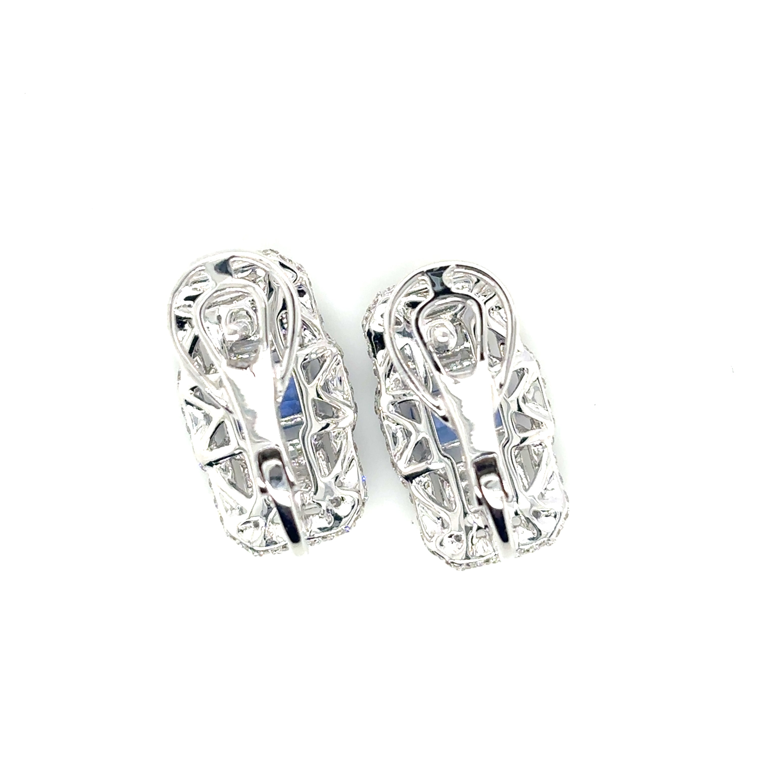 18K Sapphire Diamond Rectangle Earrings - BV 2
