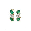 Three Stones Emerald Diamond Earrings - BV 4