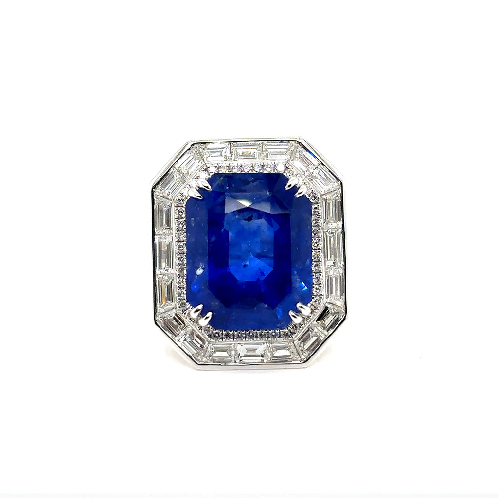 GRS Certified Sri Lanka 22.43 cts Natural Sapphire Ring