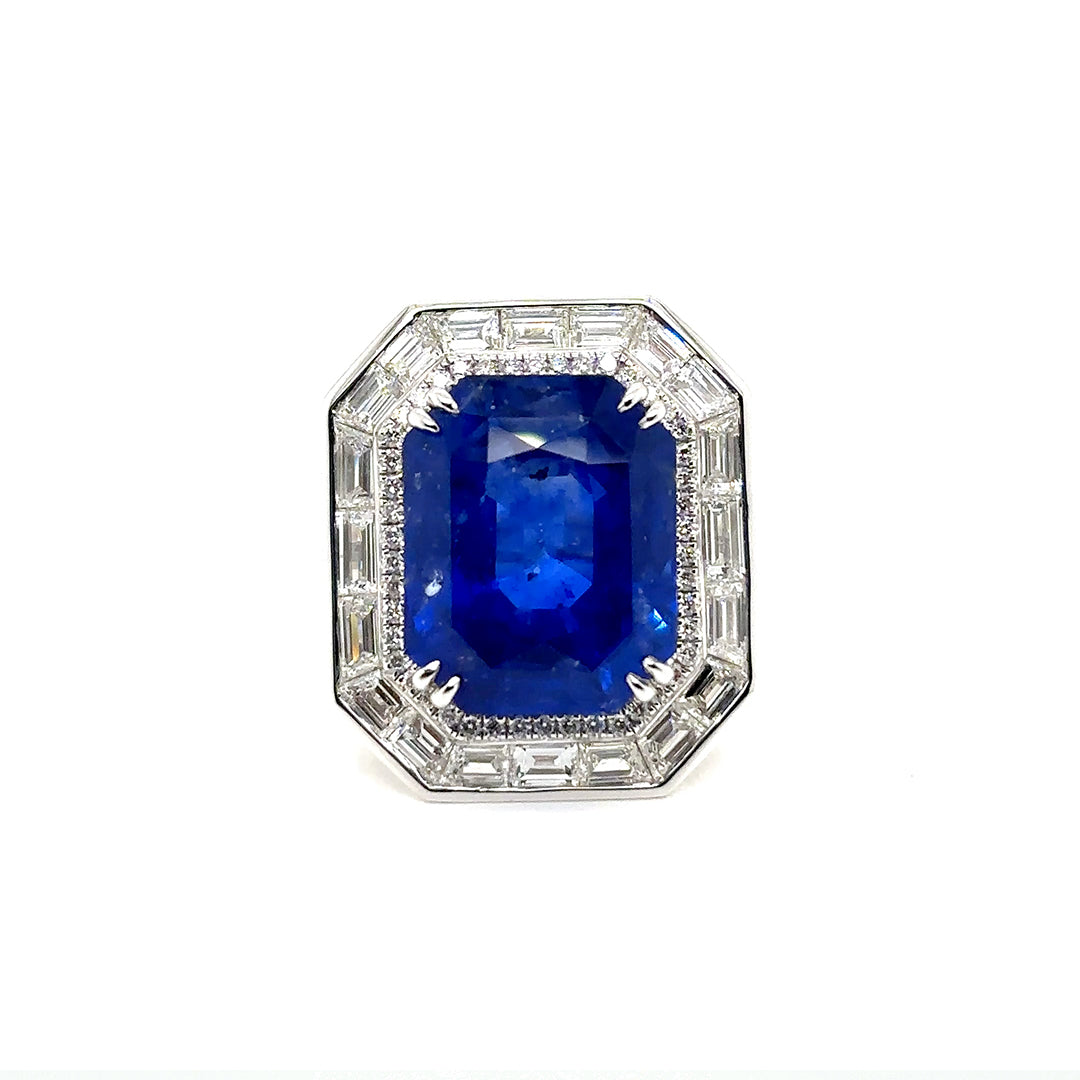 GRS Certified Sri Lanka 22.43 cts Natural Sapphire Ring