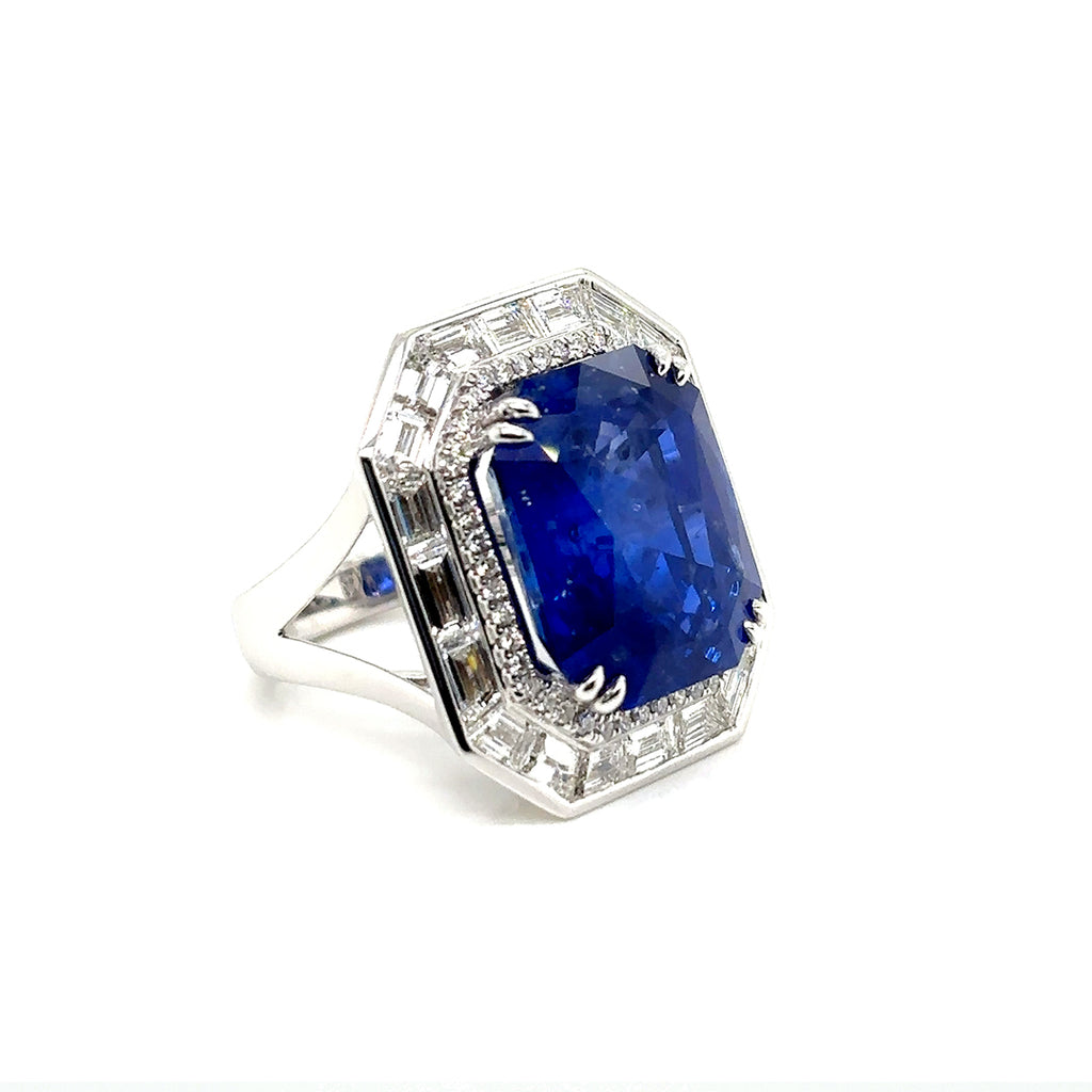 GRS Certified Sri Lanka 22.43 cts Natural Sapphire Ring