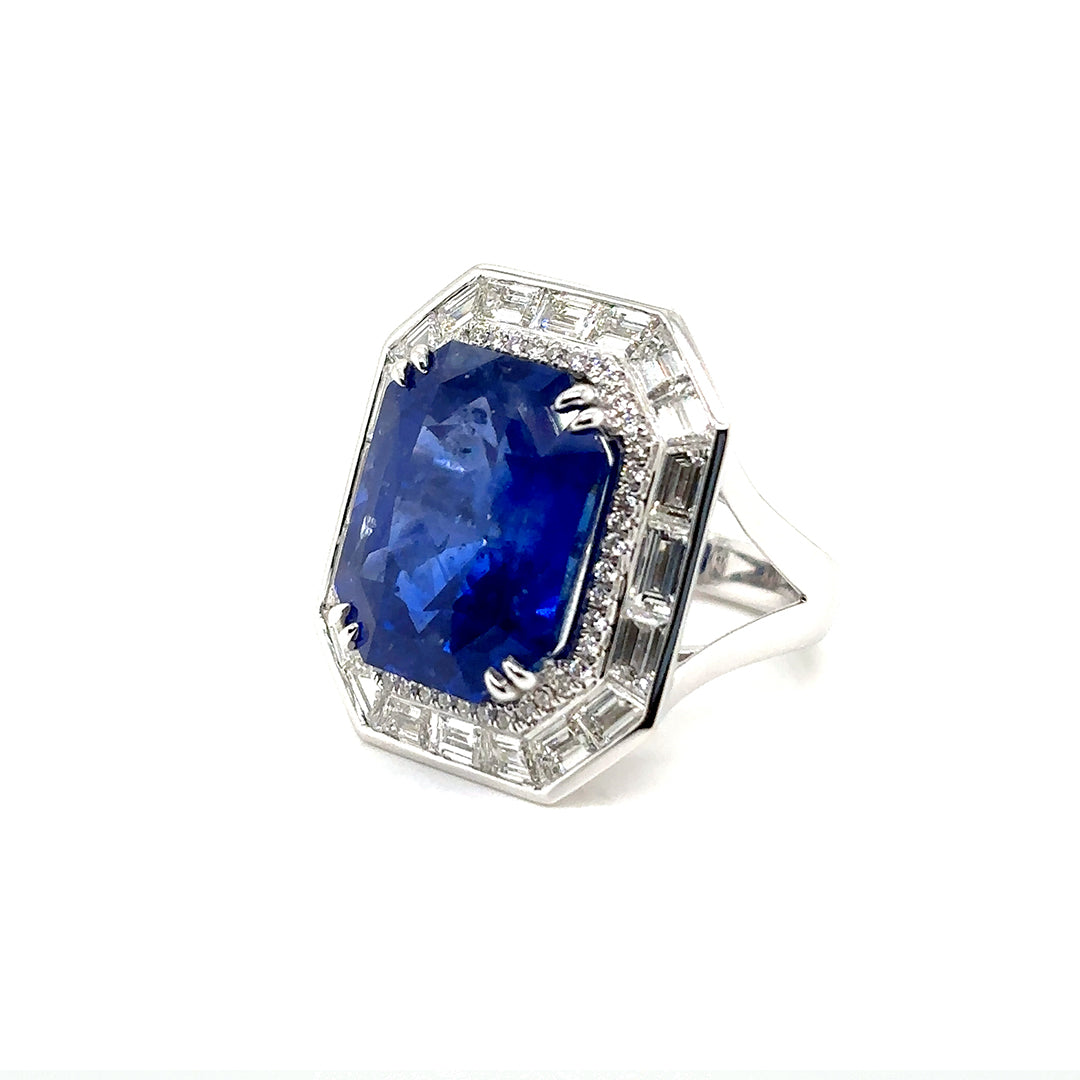 GRS Certified Sri Lanka 22.43 cts Natural Sapphire Ring