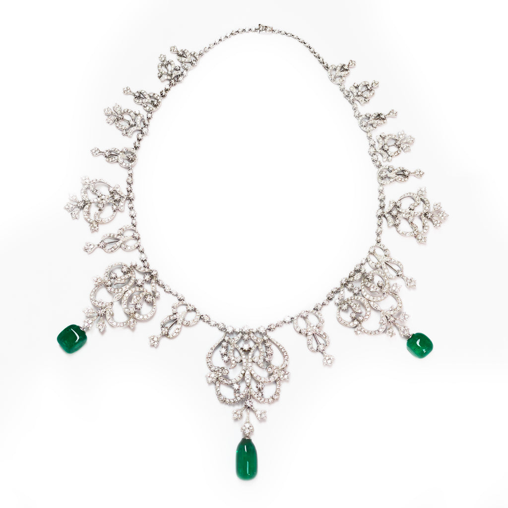 Rare Himalayan Mountain Emerald and Diamond convertible Tiara/Necklace