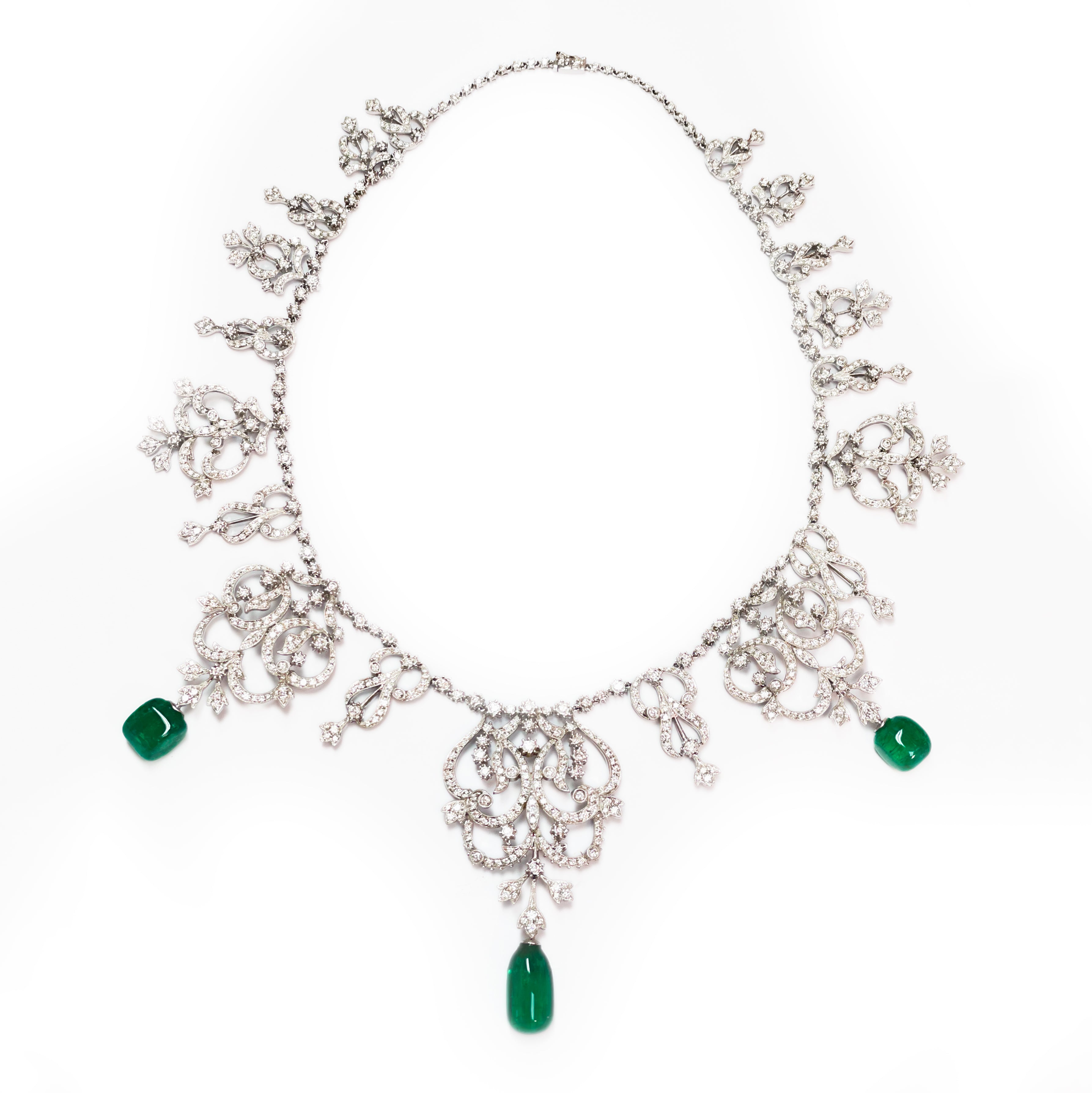 Rare Himalayan Mountain Emerald and Diamond convertible Tiara/Necklace