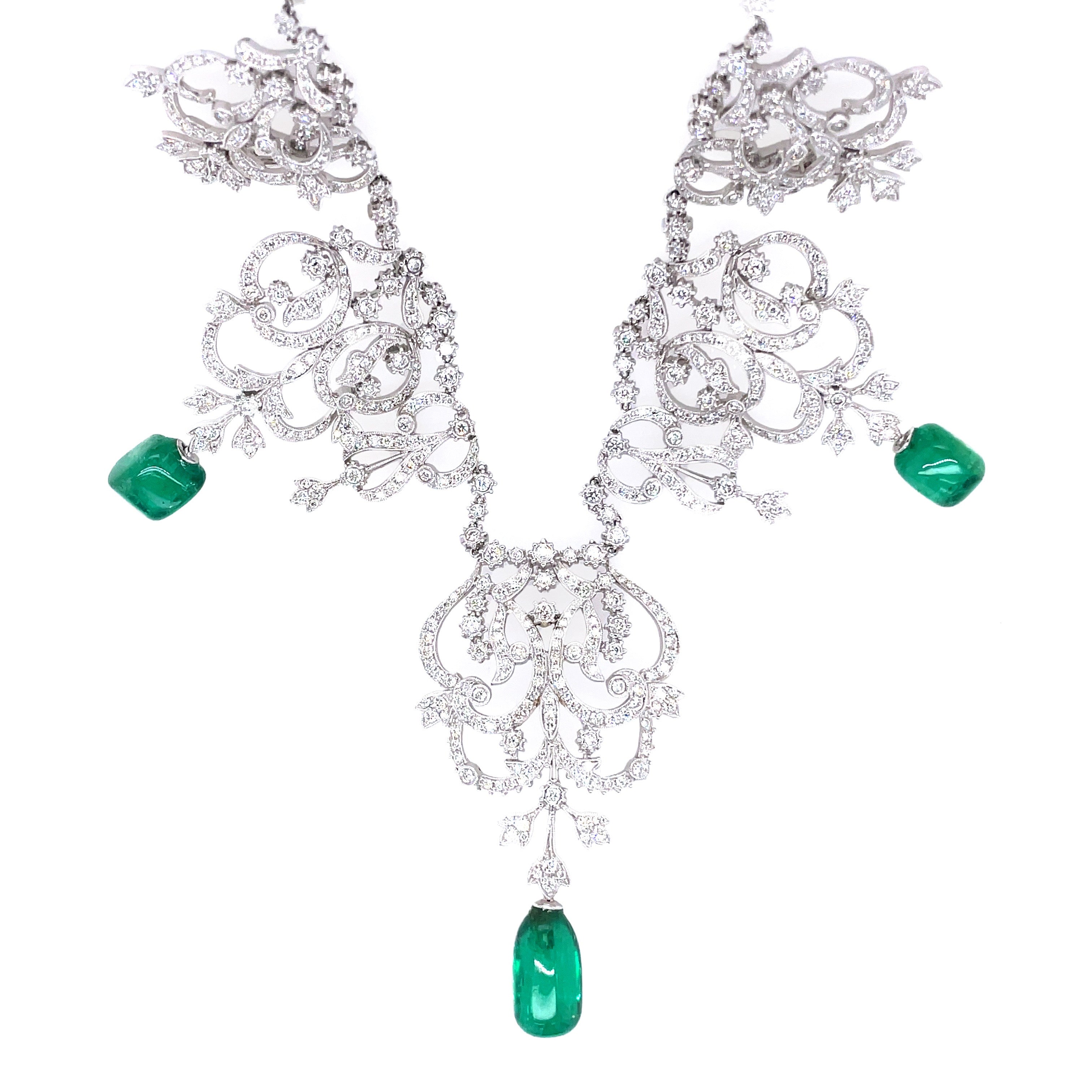 Rare Himalayan Mountain Emerald and Diamond convertible Tiara/Necklace