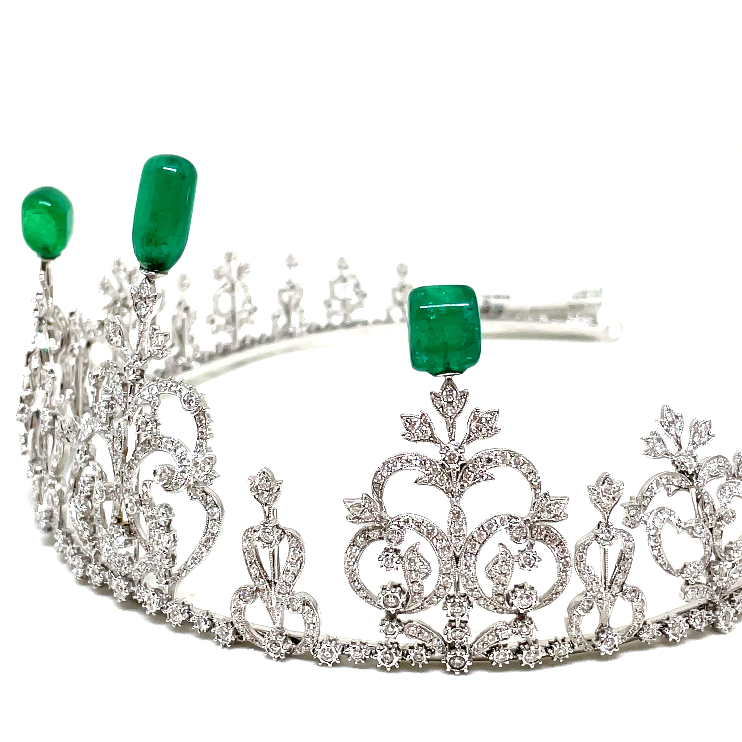 Rare Himalayan Mountain Emerald and Diamond convertible Tiara/Necklace