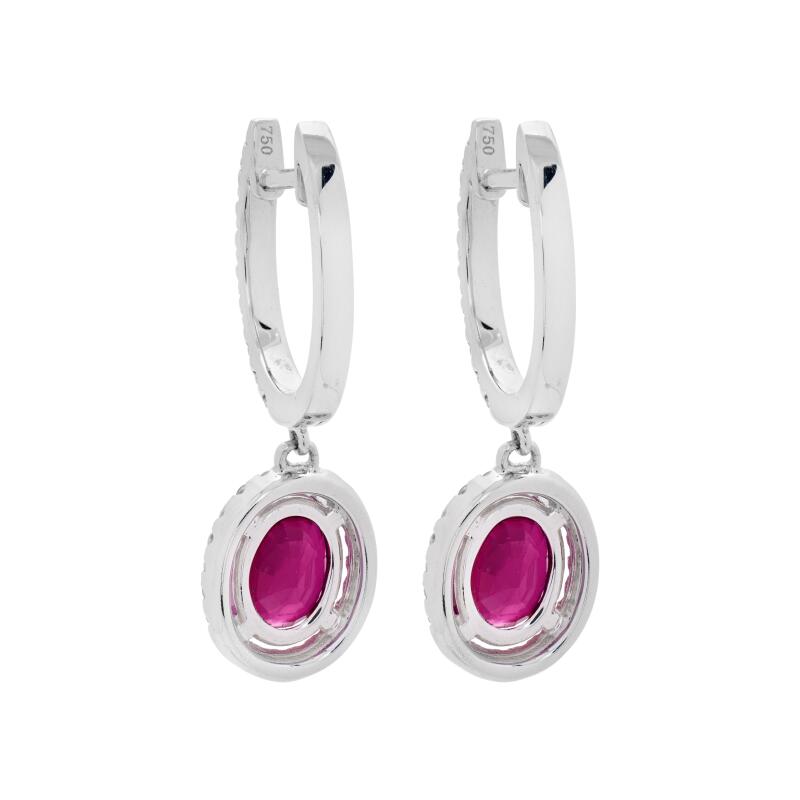GRS Certified No Heat Burma 3.59 cts Pinkish Red Ruby Earrings
