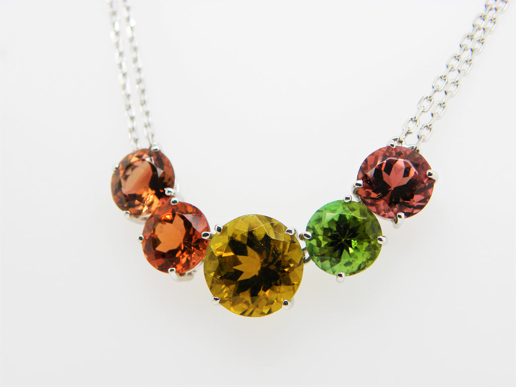17.80 Carat Fancy Colored Tourmalines and 18 Karat White Gold Pendant Necklace