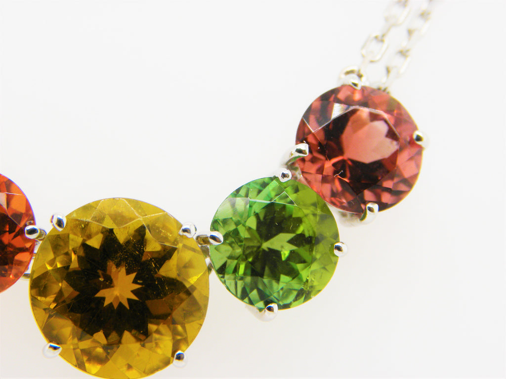 17.80 Carat Fancy Colored Tourmalines and 18 Karat White Gold Pendant Necklace