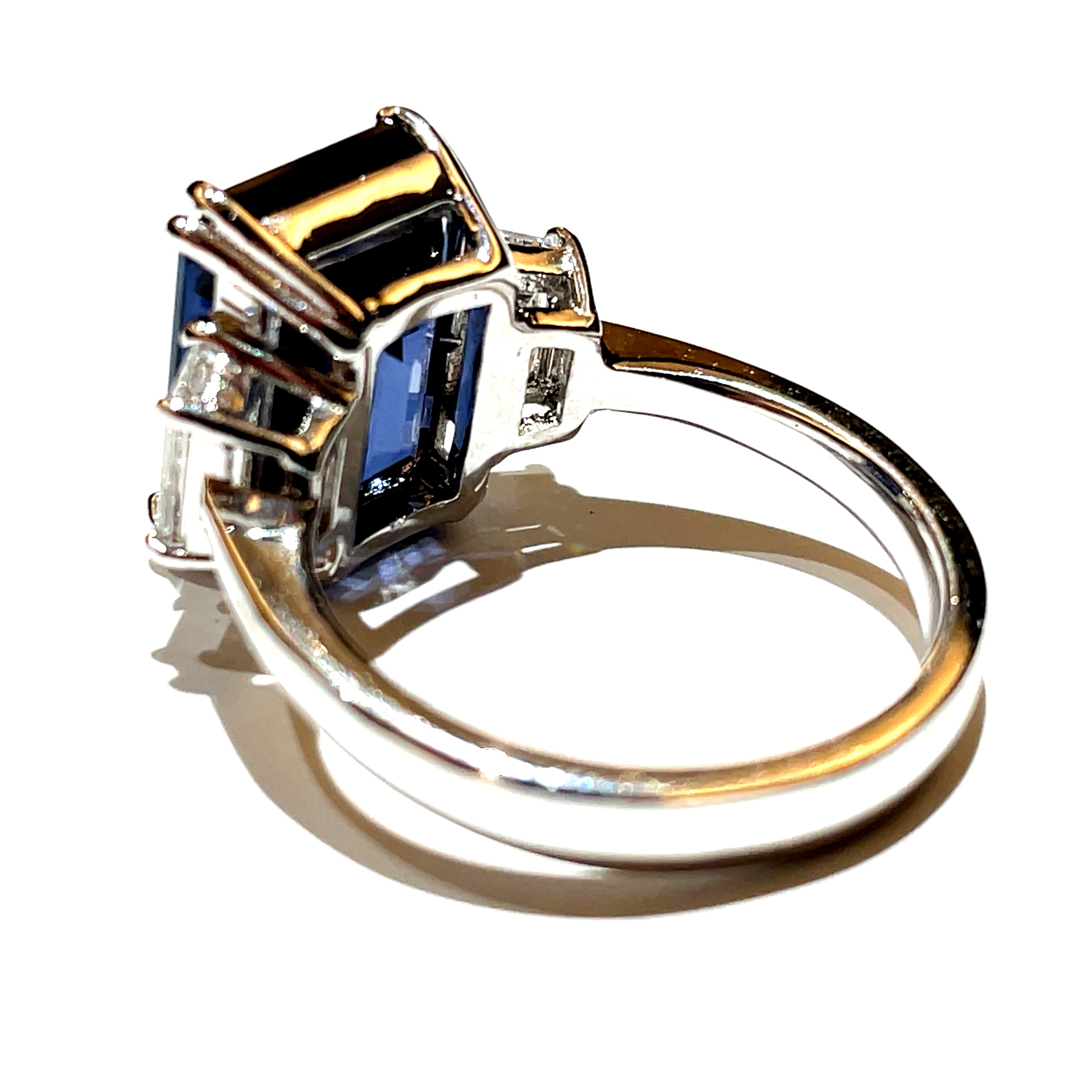 GRS Certified 6.91 carats Natural Sri Lankan Greyish Blue Spinel Octagon Diamond Engagement Ring
