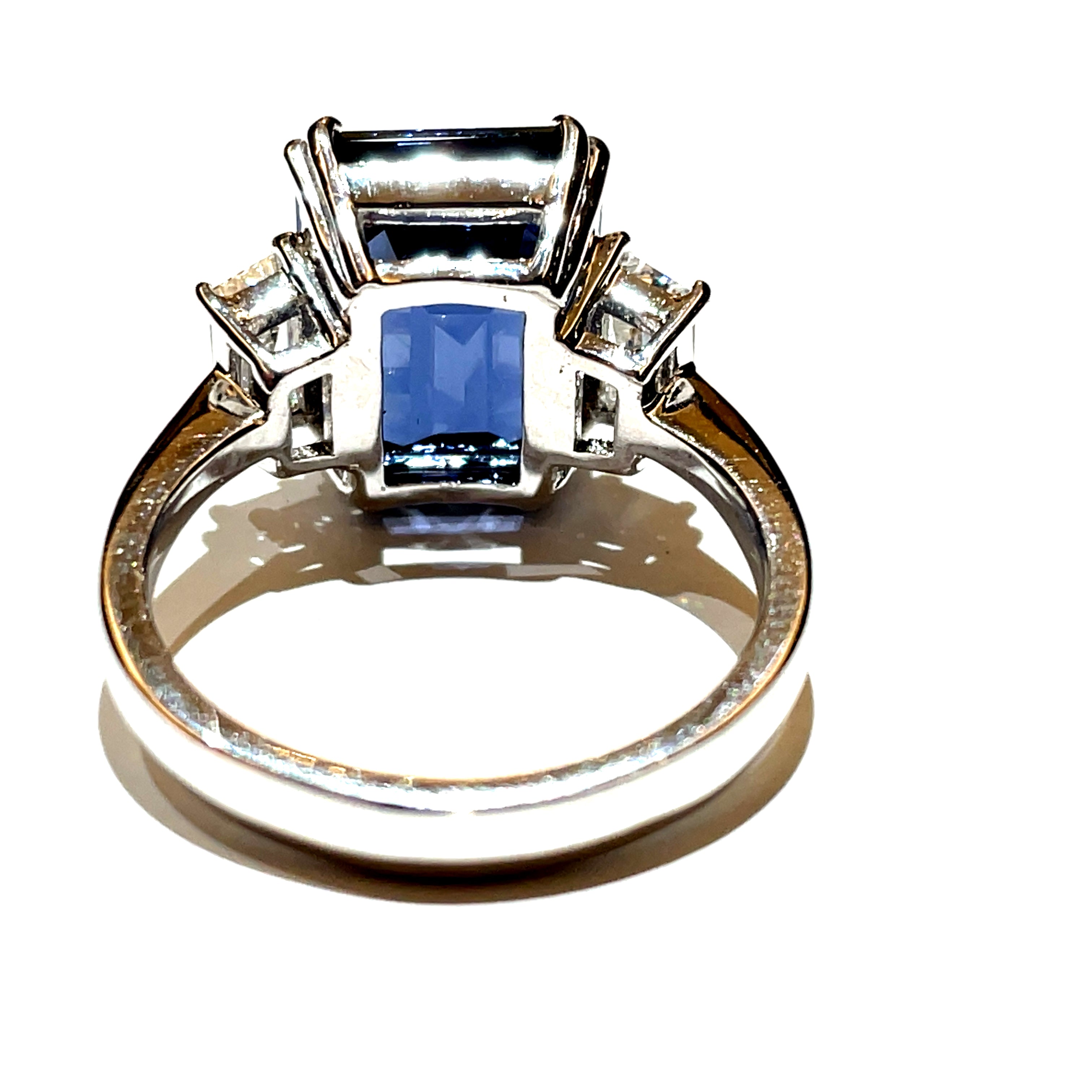 GRS Certified 6.91 carats Natural Sri Lankan Greyish Blue Spinel Octagon Diamond Engagement Ring