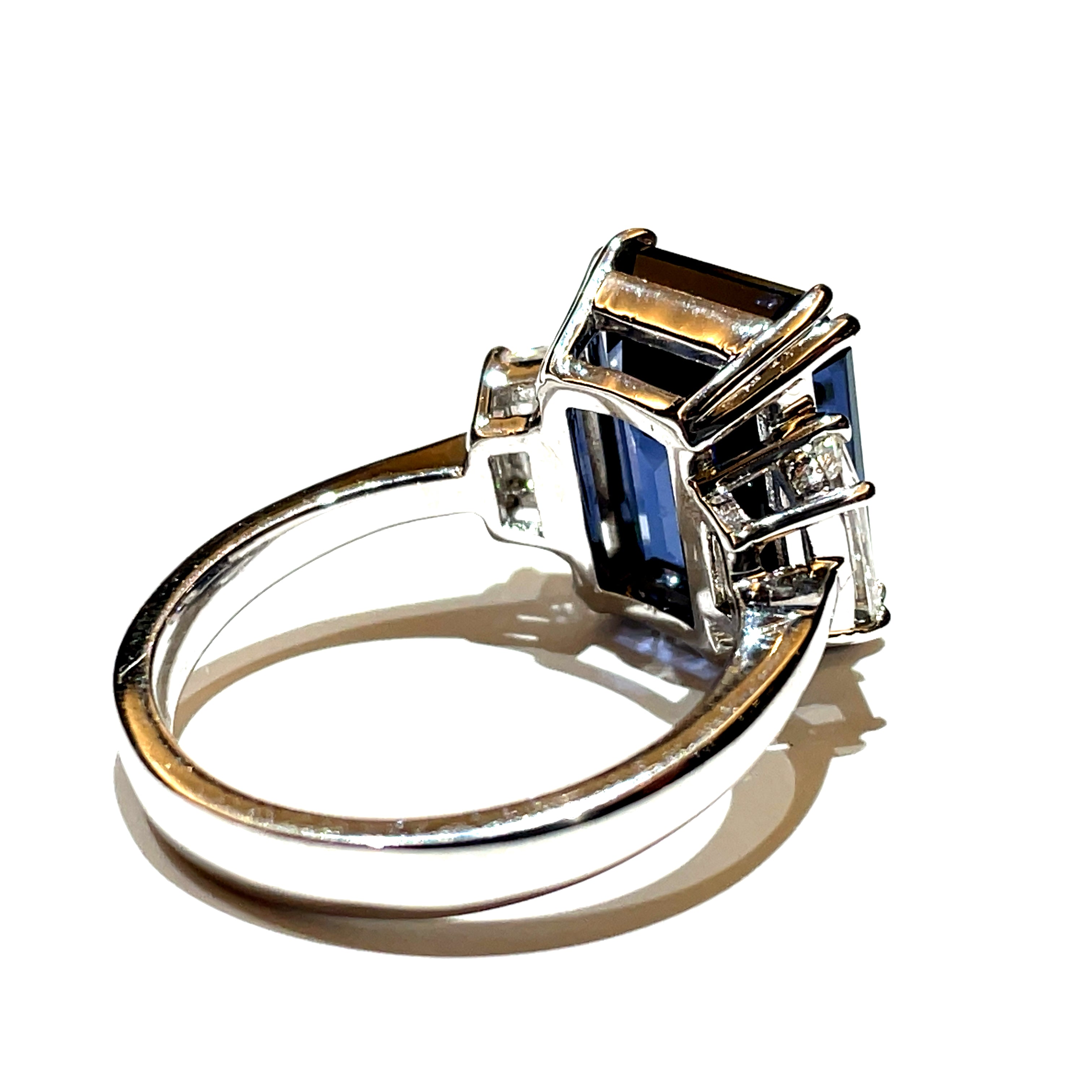 GRS Certified 6.91 carats Natural Sri Lankan Greyish Blue Spinel Octagon Diamond Engagement Ring