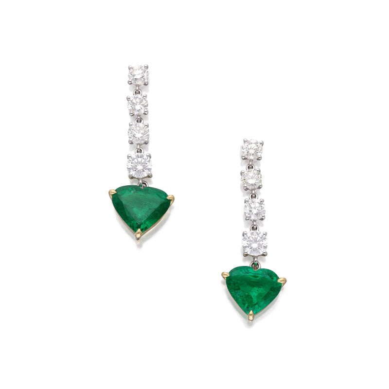 5.19 Carat GRS Certified Vivid Green No Oil Emerald and Diamond Earrings