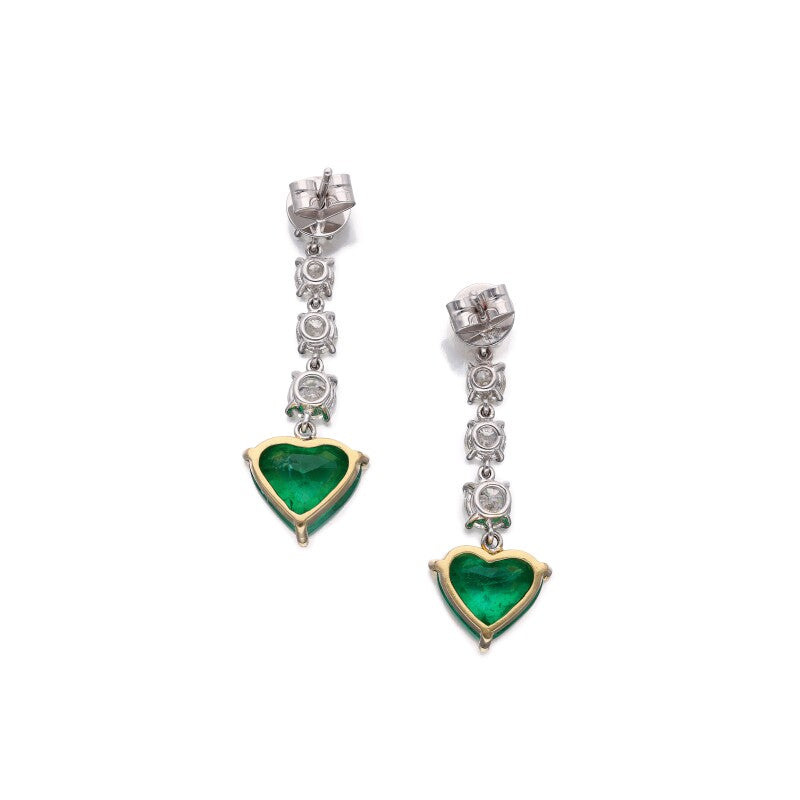 5.19 Carat GRS Certified Vivid Green No Oil Emerald and Diamond Earrings