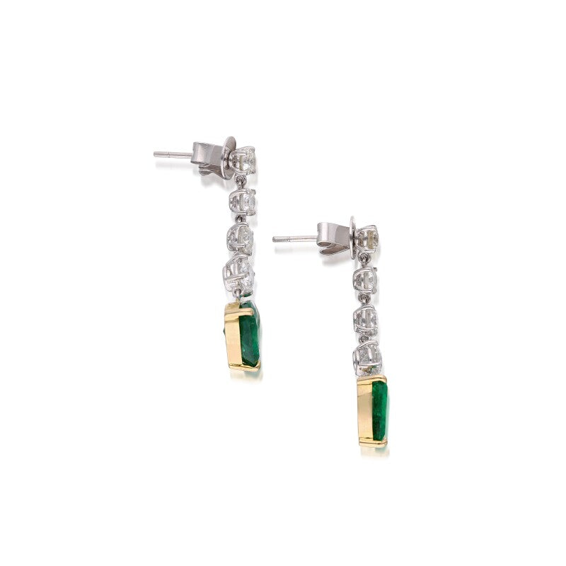5.19 Carat GRS Certified Vivid Green No Oil Emerald and Diamond Earrings