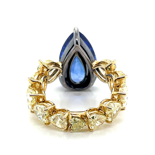 10.30 Carat GRS Certified Blue Sapphire and Heart Shaped Diamond Engagement Ring