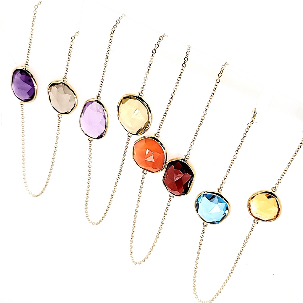 8 Stone Multicolor Necklace in 18 K Gold