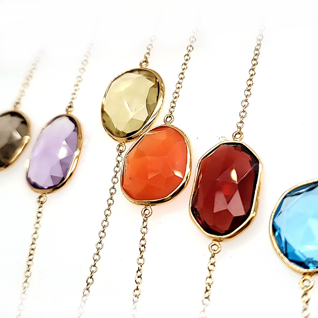 8 Stone Multicolor Necklace in 18 K Gold