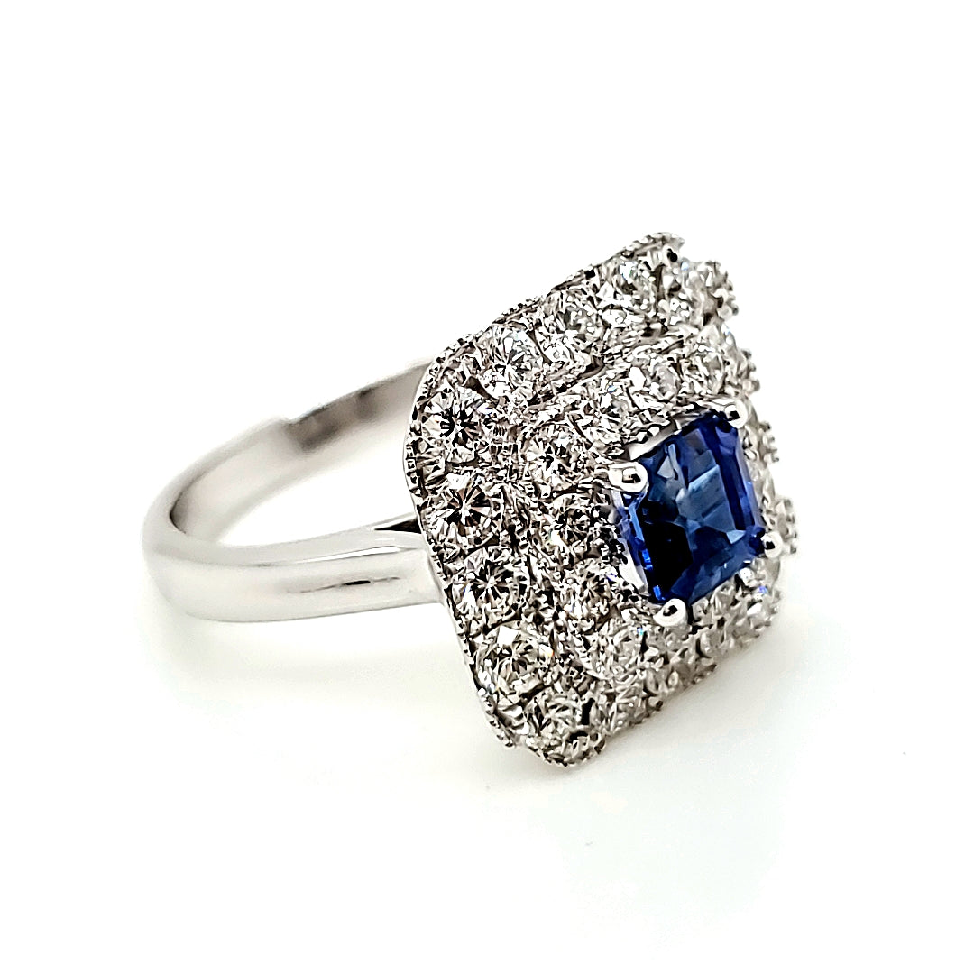 Kashmir No Heat Sapphire Engagement Ring carat 1.30 with GIA certificate