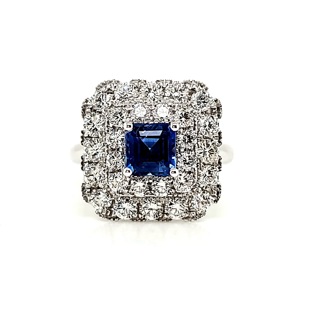 Kashmir No Heat Sapphire Engagement Ring carat 1.30 with GIA certificate