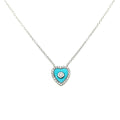 18k White Gold Turquoise Cts 0.29 and Round Diamond Cts 0.11 Necklace